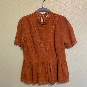 Brand new Francesca’s orange lacy babydoll top